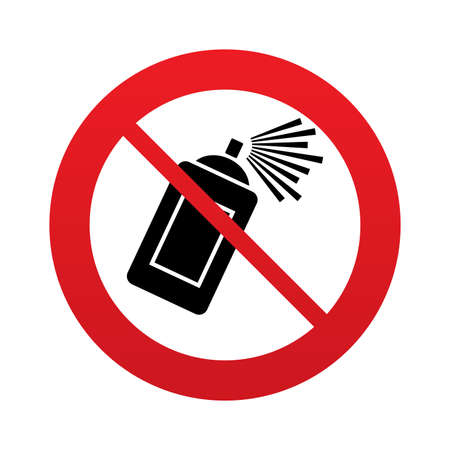 No Graffiti spray can sign icon. Aerosol paint symbol. Red prohibition sign. Stop symbol. Vectorのイラスト素材