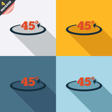 Angle 45 degrees sign icon. Geometry math symbol. Four squares. Colored Flat design buttons. Vectorのイラスト素材