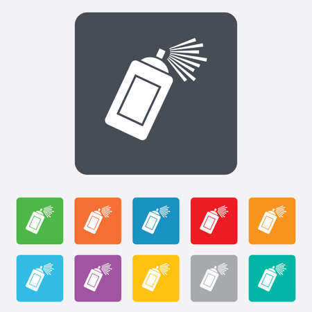 Graffiti spray can sign icon. Aerosol paint symbol. Rounded squares 11 buttons. Vectorのイラスト素材
