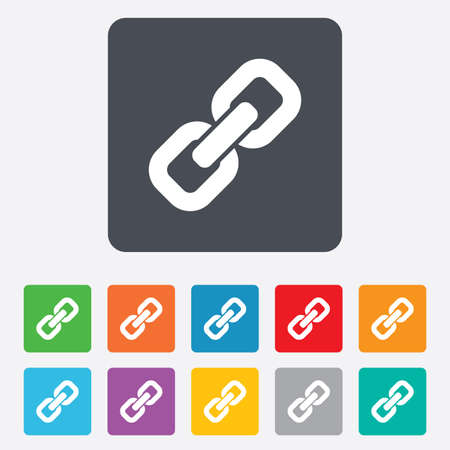 Link sign icon. Hyperlink chain symbol. Rounded squares 11 buttons.の写真素材