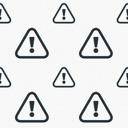 Attention sign icon. Exclamation mark. Hazard warning symbol. Seamless grid lines texture. Cells repeating pattern. White texture background. Vectorのイラスト素材