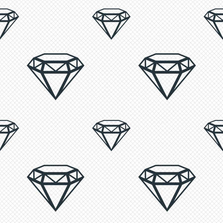 Diamond sign icon. Jewelry symbol. Gem stone. Seamless grid lines texture. Cells repeating pattern. White texture background. Vectorのイラスト素材