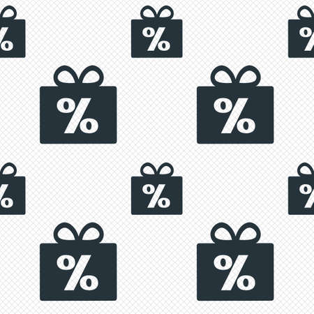 Gift box sign discount icon. Present symbol. Seamless grid lines texture. Cells repeating pattern. White texture background. Vectorのイラスト素材