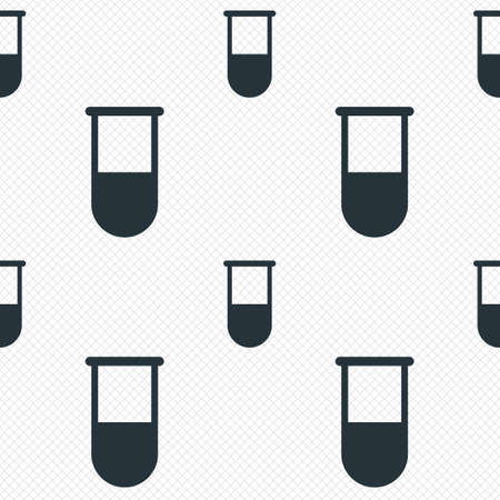 Medical test tube sign icon. Laboratory equipment symbol. Seamless grid lines texture. Cells repeating pattern. White texture background. Vectorのイラスト素材