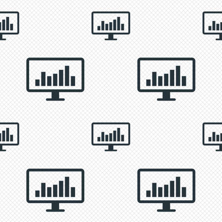 Computer monitor sign icon. Market monitoring. Seamless grid lines texture. Cells repeating pattern. White texture background. Vectorのイラスト素材
