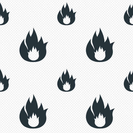 Fire flame sign icon. Fire symbol. Stop fire. Escape from fire. Seamless grid lines texture. Cells repeating pattern. White texture background. Vectorのイラスト素材