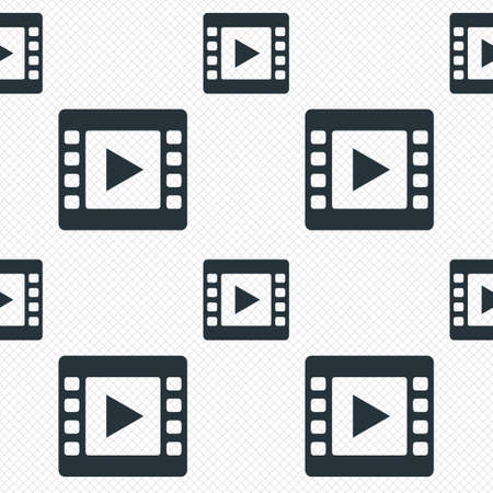 Video sign icon. Video frame symbol. Seamless grid lines texture. Cells repeating pattern. White texture background. Vectorのイラスト素材