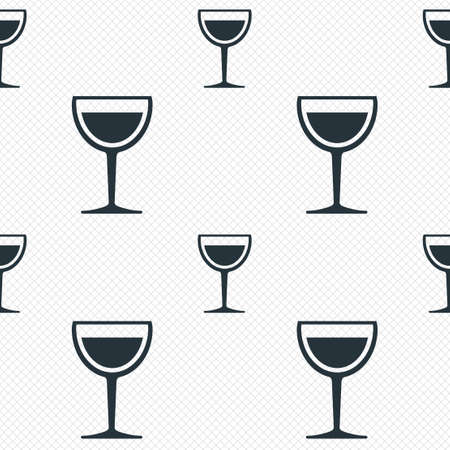 Wine glass sign icon. Alcohol drink symbol. Seamless grid lines texture. Cells repeating pattern. White texture background. Vectorのイラスト素材