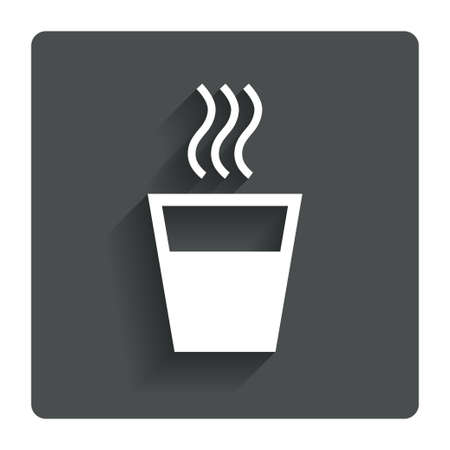 Hot water sign icon. Hot drink glass symbol. Gray flat button with shadow. Modern UI website navigation. Vectorのイラスト素材