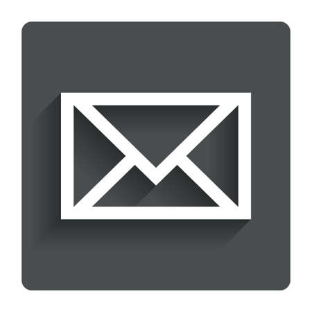 Mail icon. Envelope symbol. Message sign. Mail navigation button. Gray flat button with shadow. Modern UI website navigation. Vectorのイラスト素材