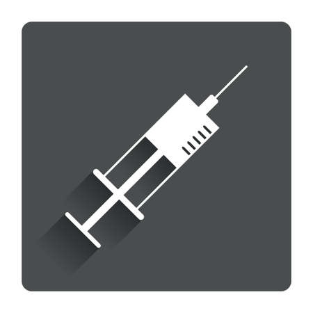 Syringe sign icon. Medicine symbol. Gray flat button with shadow. Modern UI website navigation. Vectorのイラスト素材