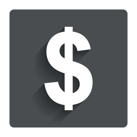 Dollars sign icon. USD currency symbol. Money label. Gray flat button with shadow. Modern UI website navigation. Vectorのイラスト素材