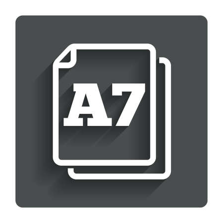 Paper size A7 standard icon. File document symbol. Gray flat button with shadow. Modern UI website navigation. Vectorのイラスト素材