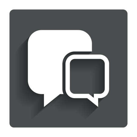 Chat sign icon. Speech bubbles symbol. Communication chat bubbles. Gray flat button with shadow. Modern UI website navigation. Vectorのイラスト素材