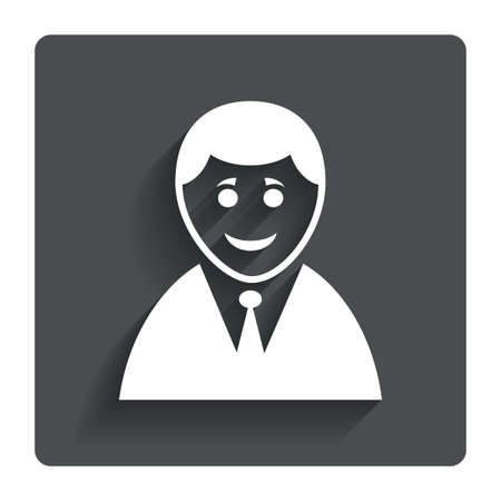 User sign icon. Person symbol. Human in suit avatar. Gray flat button with shadow. Modern UI website navigation. Vectorのイラスト素材