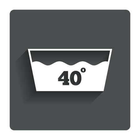 Wash icon. Machine washable at 40 degrees symbol. Gray flat button with shadow. Modern UI website navigation. Vectorのイラスト素材