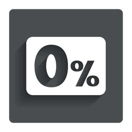 Zero percent sign icon. Zero credit symbol. Best offer. Gray flat button with shadow. Modern UI website navigation. Vectorのイラスト素材
