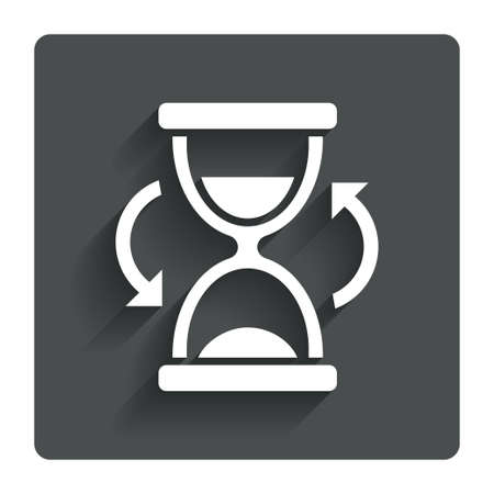 Hourglass sign icon. Sand timer symbol. Gray flat button with shadow. Modern UI website navigation. Vectorのイラスト素材