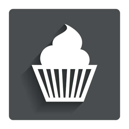Muffin sign icon. Cupcake symbol. Gray flat button with shadow. Modern UI website navigation. Vectorのイラスト素材