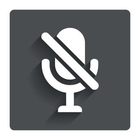 No Microphone sign icon. Speaker symbol. Gray flat button with shadow. Modern UI website navigation. Vectorのイラスト素材