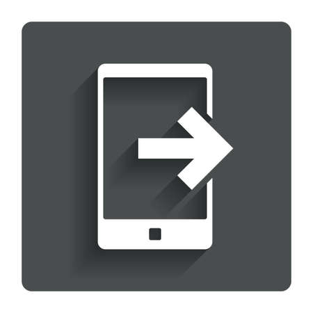Outcoming call sign icon. Smartphone symbol. Gray flat button with shadow. Modern UI website navigation. Vectorのイラスト素材