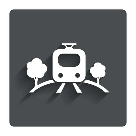 Overground subway sign icon. Metro train symbol. Gray flat button with shadow. Modern UI website navigation. Vectorのイラスト素材