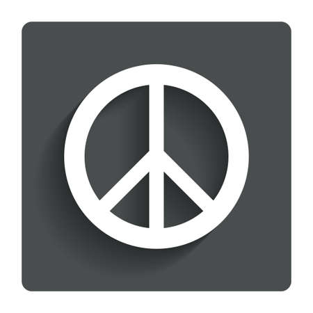Peace sign icon. Hope symbol. Antiwar sign. Gray flat button with shadow. Modern UI website navigation. Vectorのイラスト素材