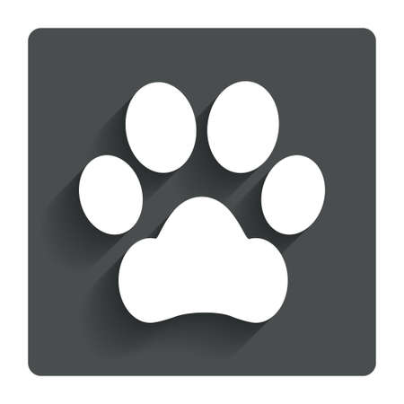Dog paw sign icon. Pets symbol. Gray flat button with shadow. Modern UI website navigation. Vectorのイラスト素材