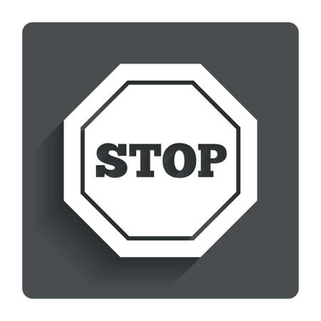 Traffic stop sign icon. Caution symbol. Gray flat button with shadow. Modern UI website navigation. Vectorのイラスト素材