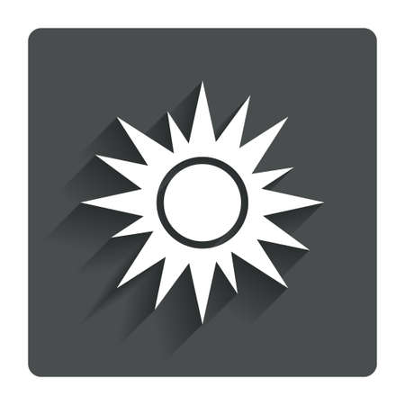 Sun sign icon. Solarium symbol. Heat button. Gray flat button with shadow. Modern UI website navigation. Vectorのイラスト素材