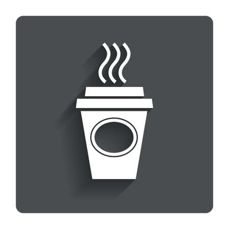 Take a Coffee sign icon. Hot Coffee cup. Gray flat button with shadow. Modern UI website navigation. Vectorのイラスト素材