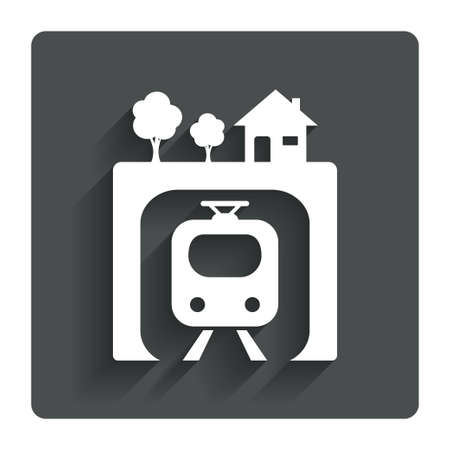 Underground sign icon. Metro train symbol. Gray flat button with shadow. Modern UI website navigation. Vectorのイラスト素材