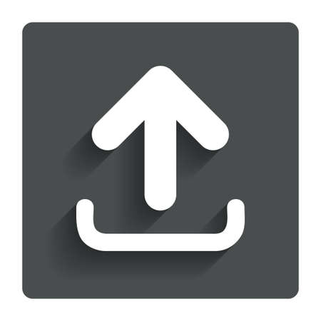 Upload sign icon. Upload button. Load symbol. Gray flat button with shadow. Modern UI website navigation. Vectorのイラスト素材