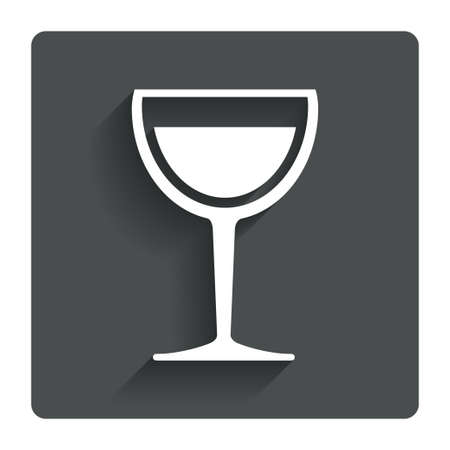 Wine glass sign icon. Alcohol drink symbol. Gray flat button with shadow. Modern UI website navigation. Vectorのイラスト素材