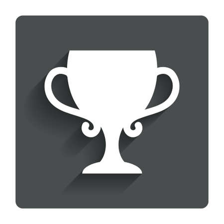 Winner cup sign icon. Awarding of winners symbol. Trophy. Gray flat button with shadow. Modern UI website navigation. Vectorのイラスト素材