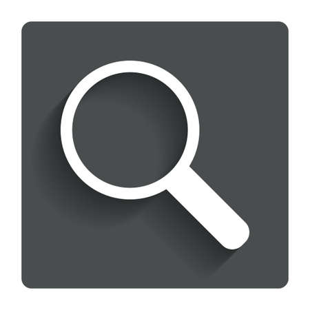 Magnifier glass sign icon. Zoom tool button. Navigation search symbol. Gray flat button with shadow. Modern UI website navigation. Vectorのイラスト素材