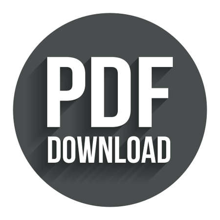 PDF download icon. Upload file button. Load symbol. Circle flat button with shadow. Modern UI website navigation. のイラスト素材