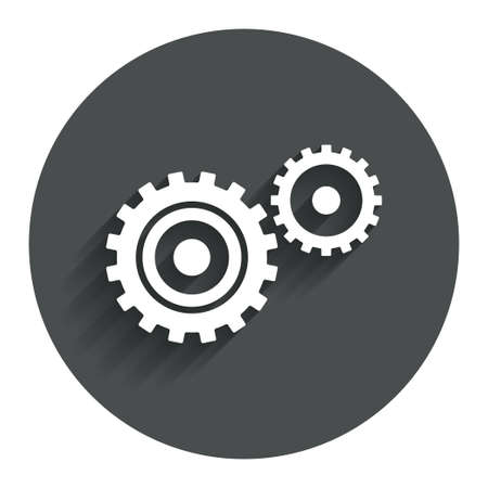 Cog settings sign icon. Cogwheel gear mechanism symbol. Circle flat button with shadow. Modern UI website navigation. Vectorのイラスト素材