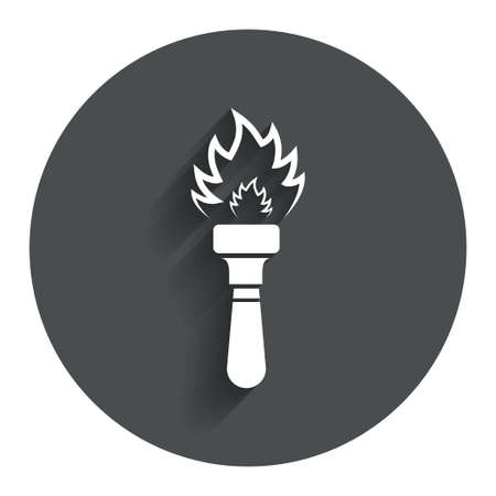 Torch flame sign icon. Fire flaming symbol. Circle flat button with shadow. Modern UI website navigation. Vectorのイラスト素材
