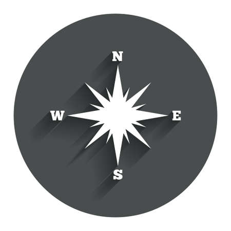 Compass sign icon. Windrose navigation symbol. Circle flat button with shadow. Modern UI website navigation. Vectorのイラスト素材