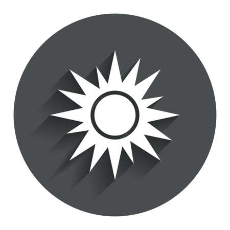 Sun sign icon. Solarium symbol. Heat button. Circle flat button with shadow. Modern UI website navigation. Vectorのイラスト素材