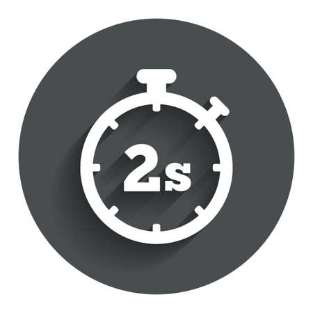 Timer 2 seconds sign icon. Stopwatch symbol. Circle flat button with shadow. Modern UI website navigation. Vectorのイラスト素材