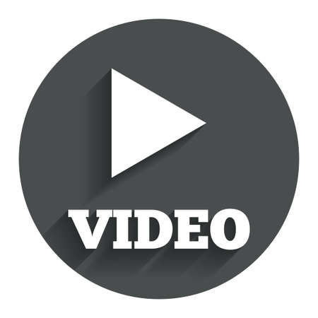 Play video sign icon. Player navigation symbol. Circle flat button with shadow. Modern UI website navigation. Vectorのイラスト素材
