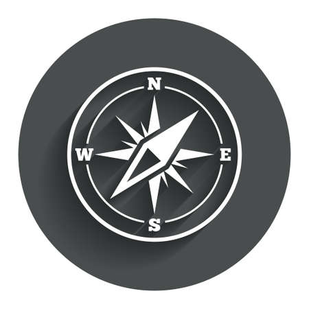 Compass sign icon. Windrose navigation symbol. Circle flat button with shadow. Modern UI website navigation. Vectorのイラスト素材