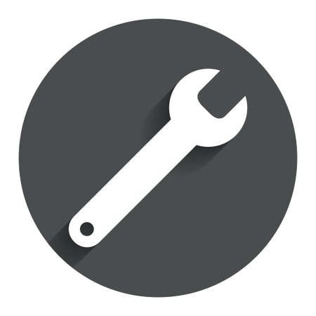 Wrench key sign icon. Service tool symbol. Circle flat button with shadow. Modern UI website navigation. Vectorのイラスト素材