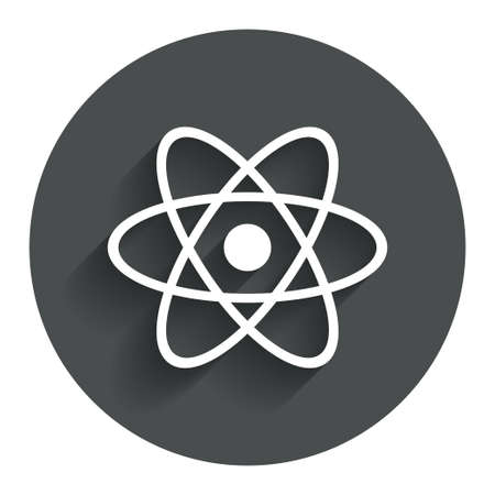 Atom sign icon. Atom part symbol. Circle flat button with shadow. Modern UI website navigation. Vectorのイラスト素材
