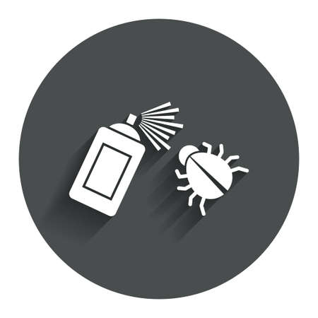 Bug disinfection sign icon. Fumigation symbol. Bug sprayer. Circle flat button with shadow. Modern UI website navigation. Vectorのイラスト素材