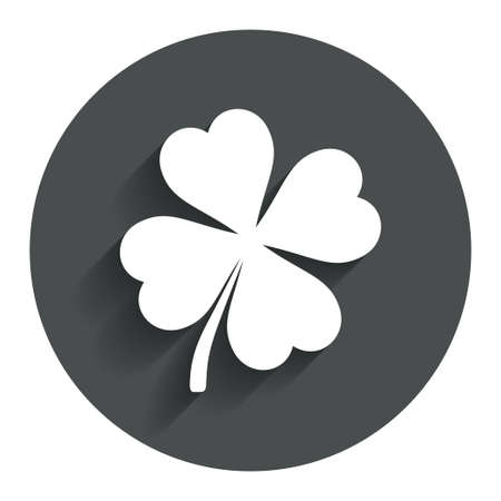 Clover with four leaves sign icon. Saint Patrick symbol. Circle flat button with shadow. Modern UI website navigation. Vectorのイラスト素材
