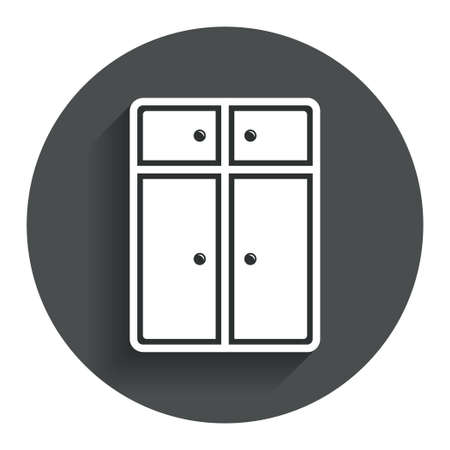 Cupboard sign icon. Modern furniture symbol. Circle flat button with shadow. Modern UI website navigation. Vectorのイラスト素材