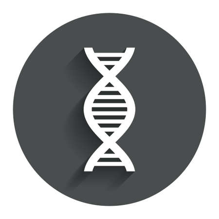 DNA sign icon. Deoxyribonucleic acid symbol. Circle flat button with shadow. Modern UI website navigation. Vectorのイラスト素材